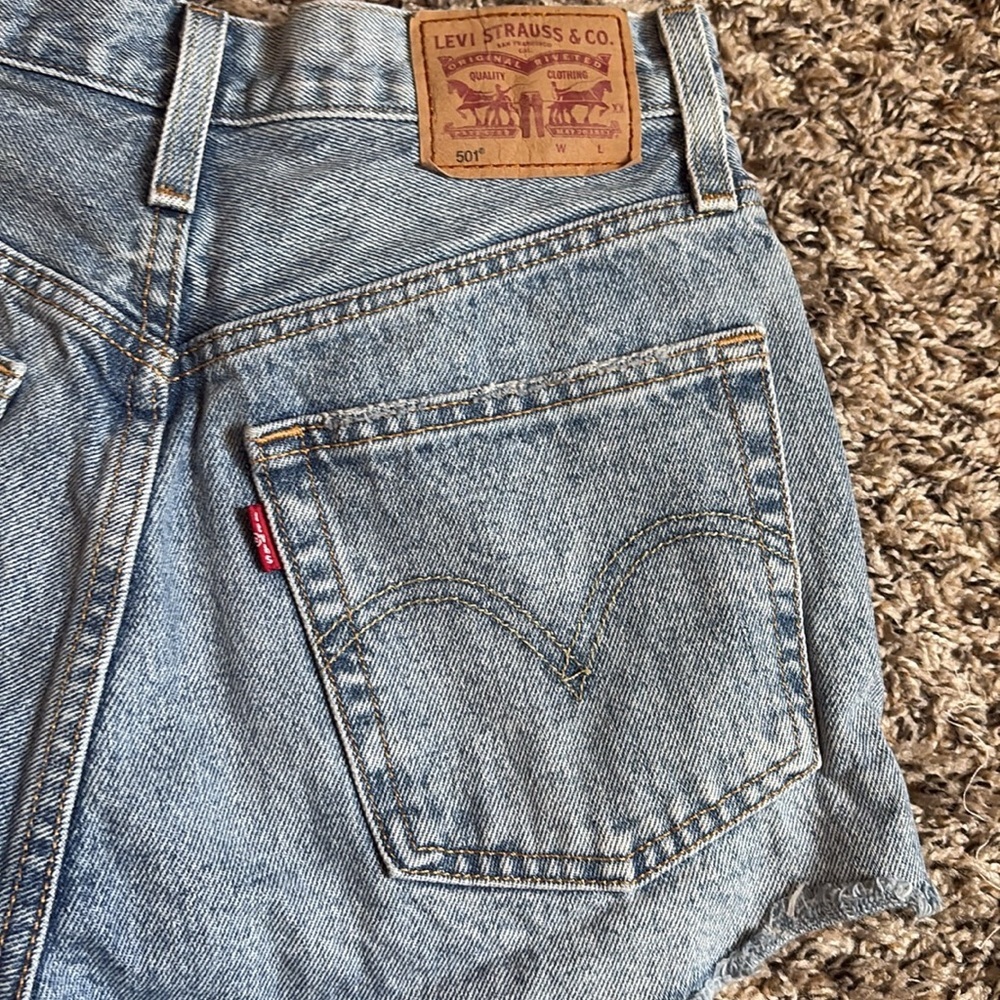 Levi's 501 Blue Jean Shorts High-Waisted Frayed